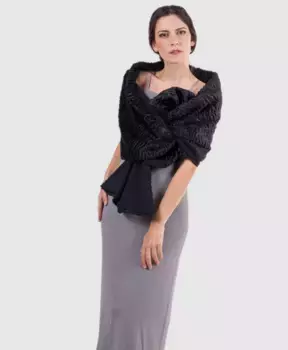 Женская черная праздничная шаль из искусственного меха MR Complements, черный