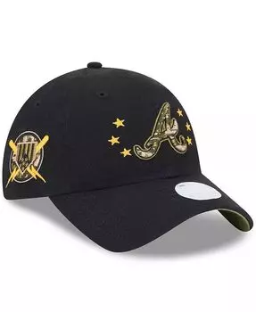 Женская черная регулируемая кепка Atlanta Braves ко Дню вооруженных сил 2024 9TWENTY New Era, черный