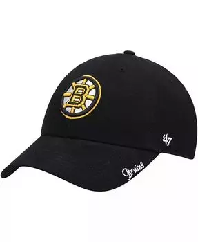 Женская черная регулируемая кепка Boston Bruins Team Miata Clean Up '47 Brand, черный