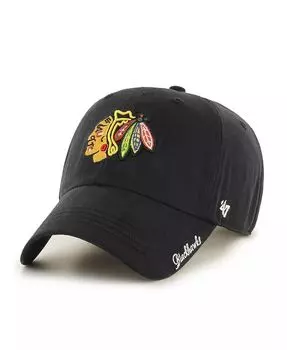 Женская черная регулируемая кепка Chicago Blackhawks Team Miata Clean Up '47 Brand, черный
