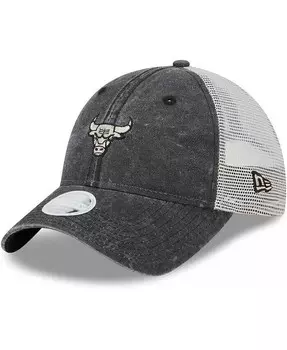 Женская черная регулируемая кепка Chicago Bulls Micro Logo 9TWENTY Trucker New Era, черный