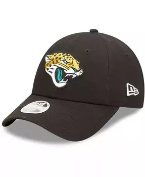 Женская черная регулируемая кепка Jacksonville Jaguars Simple 9FORTY New Era, черный