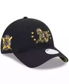 Женская черная регулируемая кепка Oakland Athletics 2024 – День вооруженных сил 9TWENTY New Era, черный