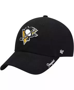 Женская черная регулируемая кепка Pittsburgh Penguins Team Miata Clean Up '47 Brand, черный
