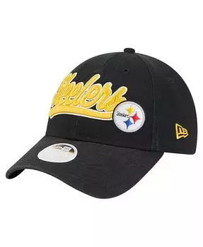 Женская черная регулируемая кепка Pittsburgh Steelers Cheer 9FORTY New Era, черный
