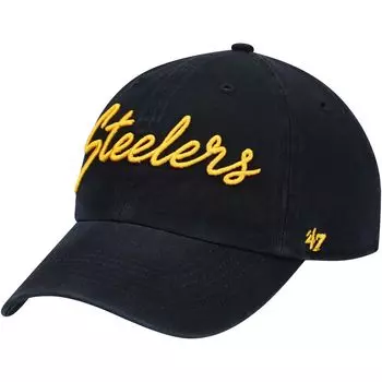 Женская черная регулируемая кепка Pittsburgh Steelers Vocal Clean Up '47