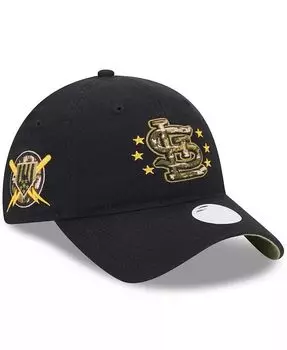 Женская черная регулируемая кепка St. Louis Cardinals ко Дню вооруженных сил 2024 9TWENTY New Era, черный