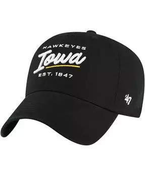 Женская черная регулируемая шляпа Iowa Hawkeyes Sidney Clean Up '47 Brand, черный
