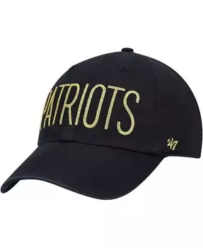 Женская черная регулируемая шляпа с блестящим текстом New England Patriots '47 '47 Brand, черный