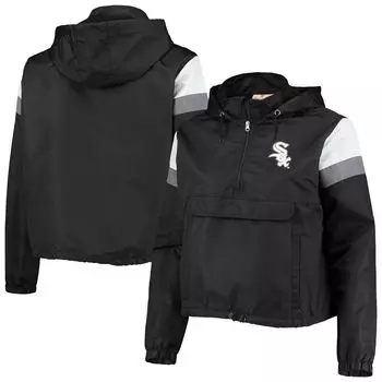Женская черная/серая толстовка с капюшоном Chicago White Sox, анорак большого размера с молнией четверть