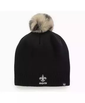Женская черная шапка-бини New Orleans Saints Serengeti с помпоном '47 Brand, черный