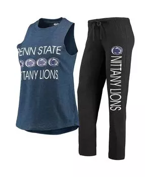 Женская черная, темно-синяя майка и брюки Penn State Nittany Lions для сна Concepts Sport
