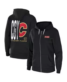 Женская черная толстовка из губчатого флиса с молнией во всю длину Calgary Flames WEAR by Erin Andrews, черный