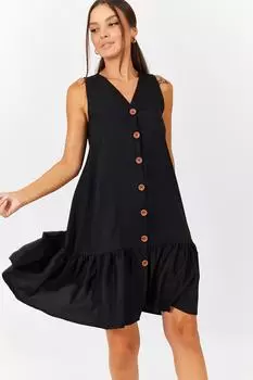 Женская черная юбка без рукавов с рюшами и пуговицами armonika, черный