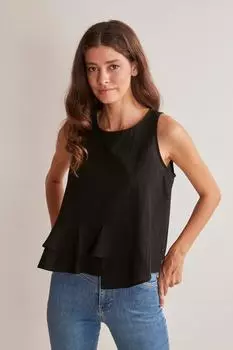 Женская черная юбка прямого кроя с круглым вырезом и двухслойная блузка с оборками Jimmy Key, серый