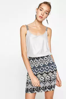 Женская черная юбка с рисунком Koton, разноцветный