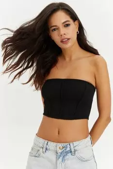 Женская черная укороченная блузка на молнии B1732 Cool & Sexy, черный