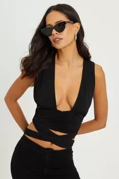 Женская черная укороченная блузка разной формы B199 Cool & Sexy, черный