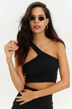 Женская черная укороченная блузка с глубоким вырезом B216 Cool & Sexy, черный