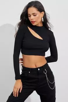 Женская черная укороченная блузка с камзолом Cool & Sexy, черный