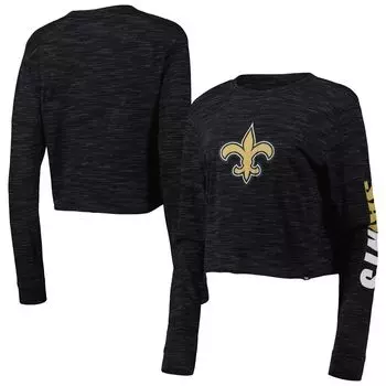 Женская черная укороченная футболка с длинными рукавами New Era New Orleans Saints New Era
