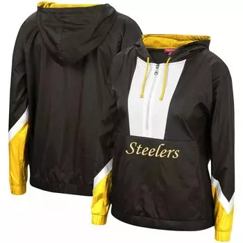 Женская черная ветровка с капюшоном на молнии Mitchell & Ness Pittsburgh Steelers