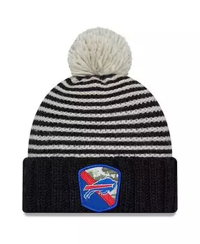 Женская черная вязаная шапка Buffalo Bills 2023 Salute To Service с манжетами и помпоном New Era, черный