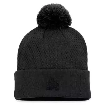 Женская черная вязаная шапка Fanatics Arizona Coyotes Authentic Pro Road с манжетами и помпоном Fanatics