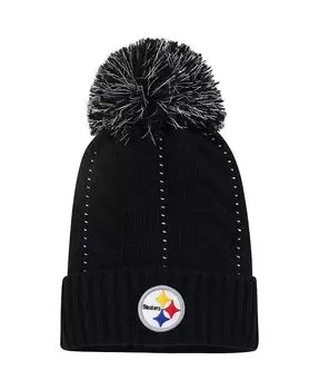 Женская черная вязаная шапка с манжетами и помпоном Pittsburgh Steelers '47 '47 Brand, черный