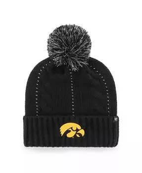 Женская черная вязаная шапка с манжетами и помпоном '47 Iowa Hawkeyes Bauble '47 Brand, черный