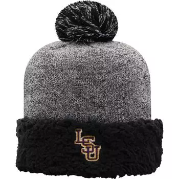 Женская черная вязаная шапка с манжетами и помпоном Top of the World LSU Tigers