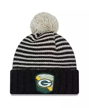 Женская черная вязаная шапка с помпоном Green Bay Packers 2023 Salute To Service New Era, черный