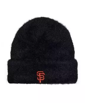 Женская черная вязаная шапка с пушистыми манжетами San Francisco Giants New Era, черный