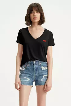 Женская черная женская футболка Perfect Vneck Caviar Levi's, черный