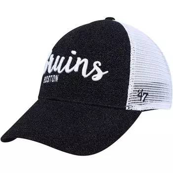 Женская черно-белая кепка Boston Bruins Encore MVP Trucker Snapback '47