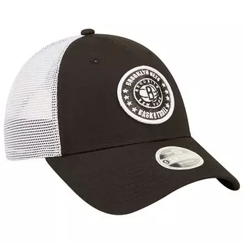 Женская черно-белая кепка New Era Brooklyn Nets с блестящей нашивкой 9FORTY Snapback New Era