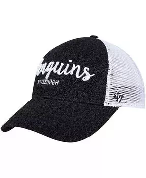 Женская черно-белая кепка Pittsburgh Penguins Encore MVP Trucker Snapback '47 Brand, черный