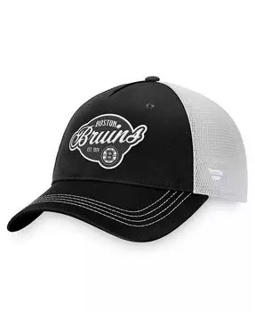 Женская черно-белая регулируемая кепка Boston Bruins Fundamental Trucker Fanatics, черный