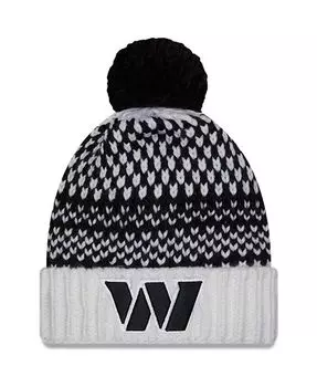 Женская черно-белая вязаная шапка Washington Commanders 2023 NFL Crucial Catch с манжетами и помпоном New Era, черный