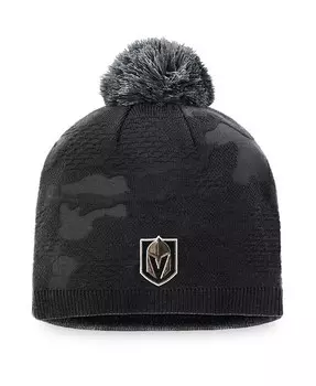 Женская черно-серая шапка для раздевалки Vegas Golden Knights Authentic Pro Team с помпоном Fanatics, черный