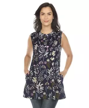 Женская цветочная туника без рукавов White Mark, синий