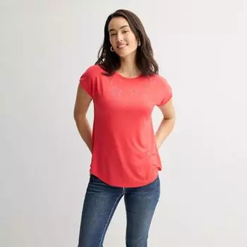 Женская декорированная футболка с коротким рукавом Apt. 9, цвет lava burst