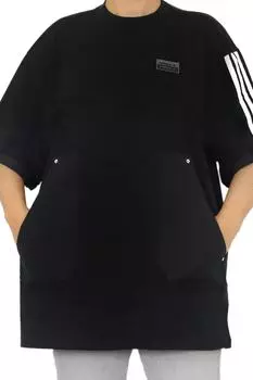 Женская/Девушка черная футболка adidas, черный