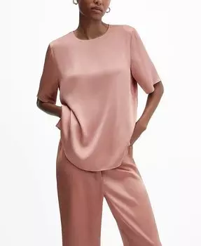 Женская длинная атласная блузка MANGO, розовый