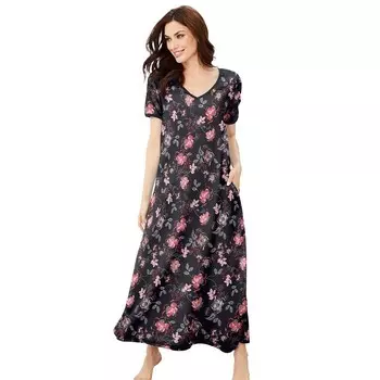 Женская длинная футболка-лежак Dreams & Co. больших размеров, цвет Black Bouquet