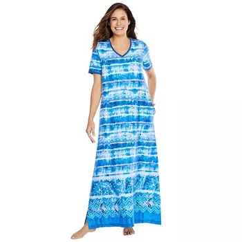 Женская длинная футболка-лежак Dreams & Co. больших размеров, цвет Bright Cobalt Tie Dye