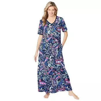 Женская длинная футболка-лежак Dreams & Co. больших размеров, цвет Navy Paisley