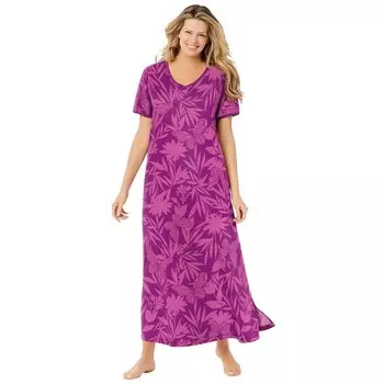 Женская длинная футболка-лежак Dreams & Co. больших размеров, цвет Rich Magenta Butterfly