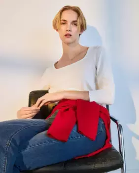 Женская длинная футболка mang с квадратным вырезом Woman El Corte Ingls, цвет 120 Crudo