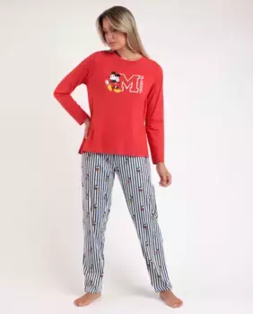 Женская длинная красная трикотажная пижама Disney, красный